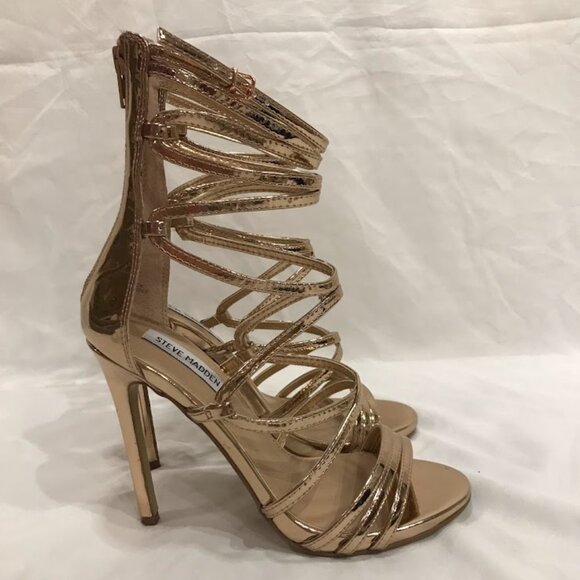 Steve Madden Flaunt Rose Gold Caged Heels Size 8 - Picture 2 of 4